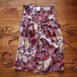 Mossimo Floral Tie Top with buttons Size XS